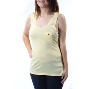 COLOR STORY Womens Yellow Sleeveless Scoop Neck Top S